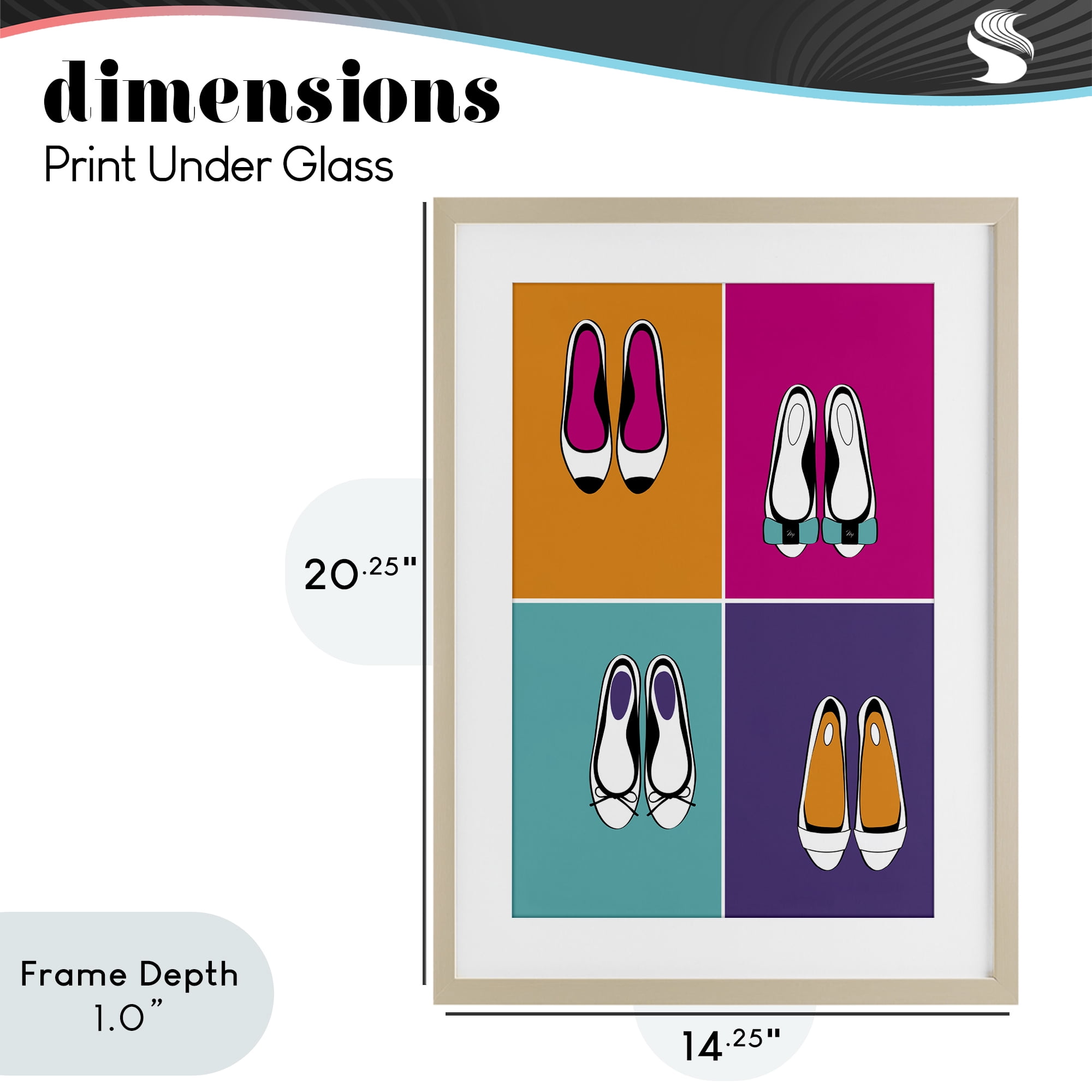 Stupell Industries Bold Pop Trendy Flats Birch Framed Print Under Glass, design by Martina Pavlova