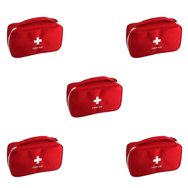 tamizeot Sac de Rangement d'Urgence Randonnée Pilules Organisateur de Cotons-Tiges Étui de Transport Rouge 5Ensemble