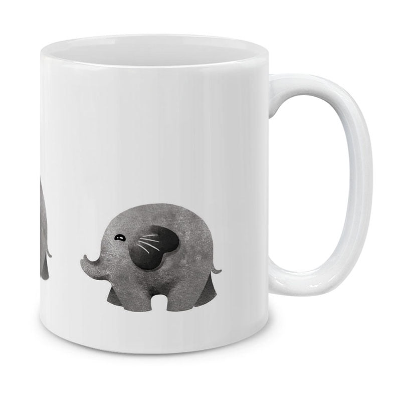 Reusable Coffee Cup Large Ceramic Mug with Landscape and Elephant Print Gifts for Book Lovers Sublimation Photo Mug Coffee Lover Mug