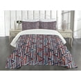 thumbnail image 3 of Ambesonne Tribal Quilted Bedspread Set 3 Pcs, Striped, Queen Size, Cinnamon Black Teal, 3 of 5
