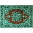 thumbnail image 1 of Ahgly Company Machine Washable Indoor Rectangle Medallion Turquoise Blue Traditional Area Rugs, 3' x 5', 1 of 4
