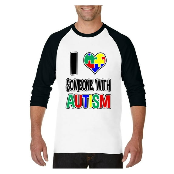 MmF - Mens Raglan Sleeve Baseball T-Shirts, up to Size 3XL - I Love Someone With Autism