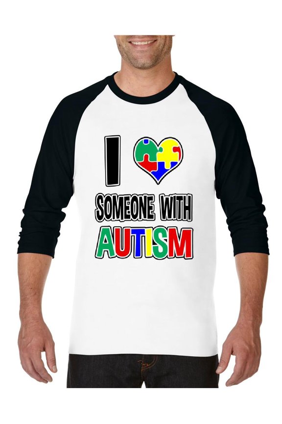 MmF - Mens Raglan Sleeve Baseball T-Shirts, up to Size 3XL - I Love Someone With Autism