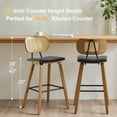 thumbnail image 6 of WOOW DEPOT 26" Counter Height Bar Stool Set of 2, w/ Rattan Mid Back Upholstered Modern PU Wooden Stool Barstool Chair for Kitchen Island Pub, 6 of 13
