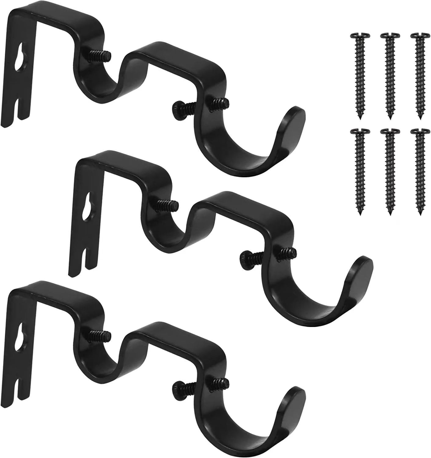 Yozhu 3pcs Double Curtain Rod Brackets, Heavy Duty Wall Mounted Curtain