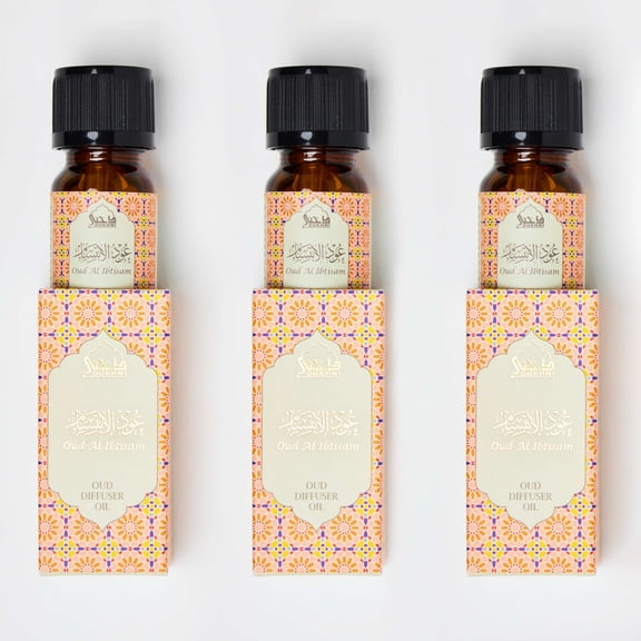 Oud Diffuser Oil, Oud Al Ibtisam by Dukhni | 3 x 10ml Arabic Oil for diffuser & humidifier
