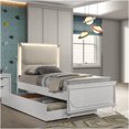thumbnail image 6 of JERFIT Twin Size LED Upholstered Bed Frame with Crystal Acrylic Headboard, Pearl White Glam Platform Bed, No Box Spring Needed, 6 of 6