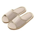 thumbnail image 2 of HKYNLAG Summer House Slippers for Women Men Linen Breathable Indoor Slippers Slip-on Open Toe Home Shoes Champagne 39, 2 of 4