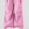 thumbnail image 5 of ECHFIPROM Big Girls Summer Outfit Short Sleeve Crew Neck Bow Print Top and Cargo Pants 2 Piece Set Casual Sports Age 8-15 Years,Pink,10-11Years, 5 of 6