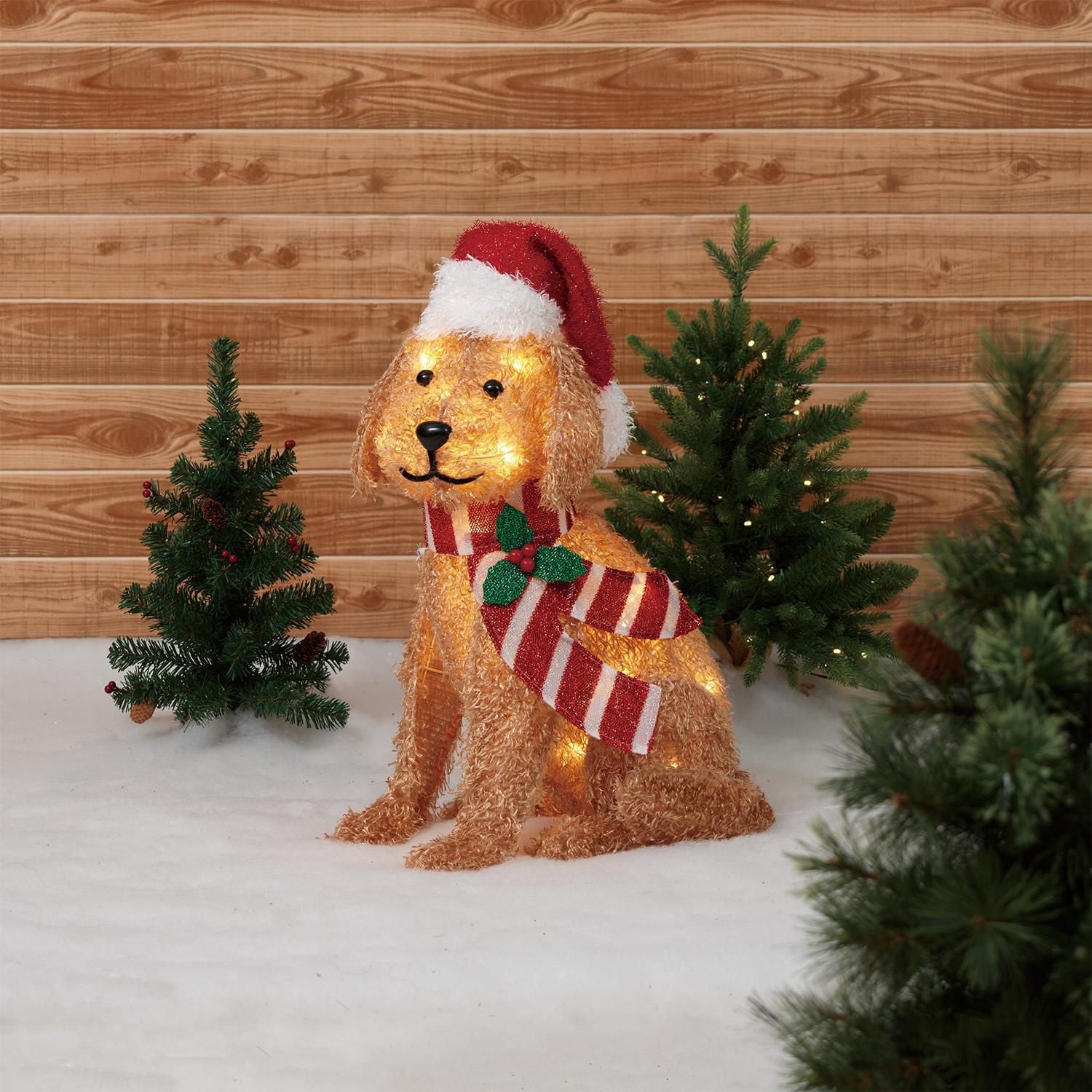 Holiday Time 24" Light-up Plush Golden Dog, with 30 LED Lights, 30 LED bulbs