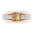 thumbnail image 2 of Clara Pucci 14K Rose Gold Princess Cut 1.5Ct Simulated Champagne Engagement Ring + Matching Band - Luxury Box Included, 2 of 7
