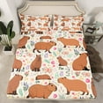 thumbnail image 2 of Manfei Lovely Capybara Full Size Sheets,Kids Kawaii Kapibara Bed Sheets,Cartoon Lavender Rose Floral Sheet Sets For Boys Kids,Microfiber Bedroom Decor,4 Pieces, 2 of 7