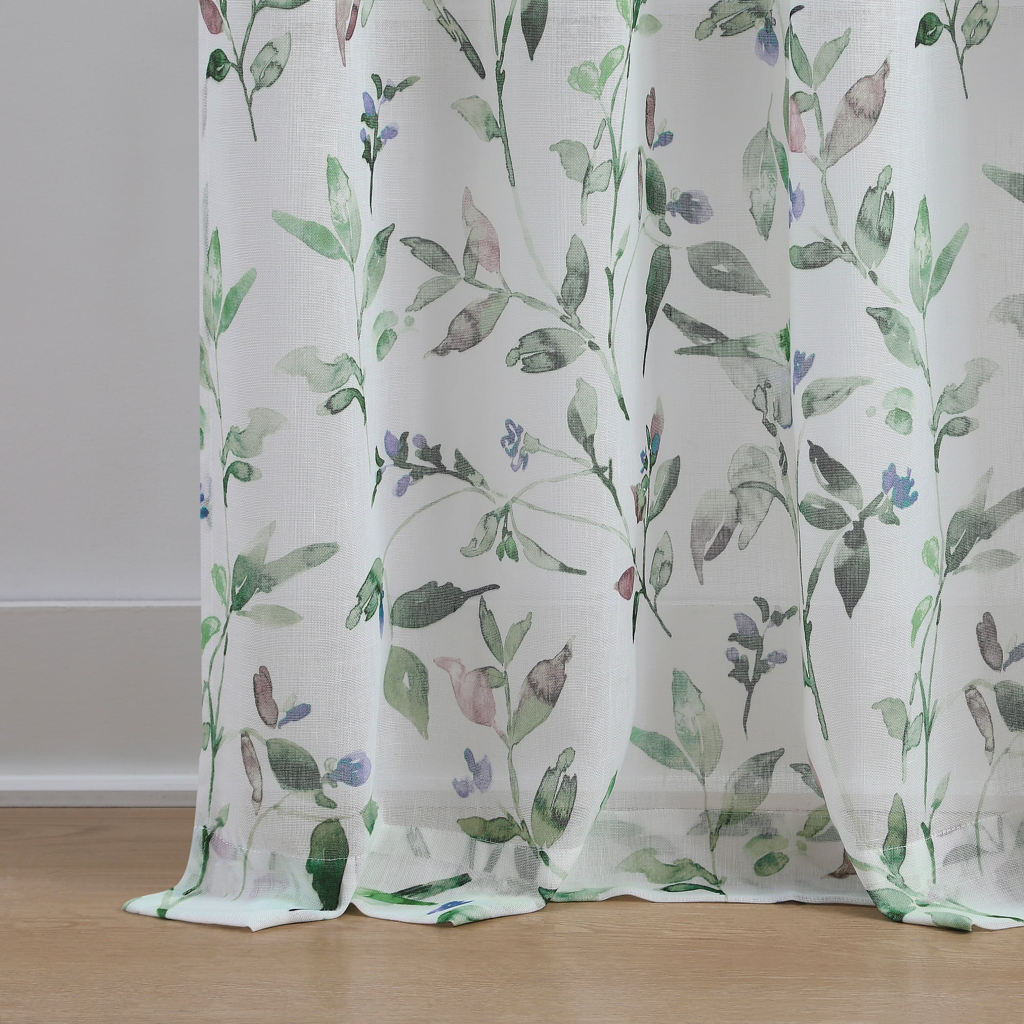 Martha Stewart Kensington Garden Print Curtain Panel Pair, Forest Green, Pole Top, Light Filtering, Indoor, Adult, 2 Piece Set, 37"x 84"