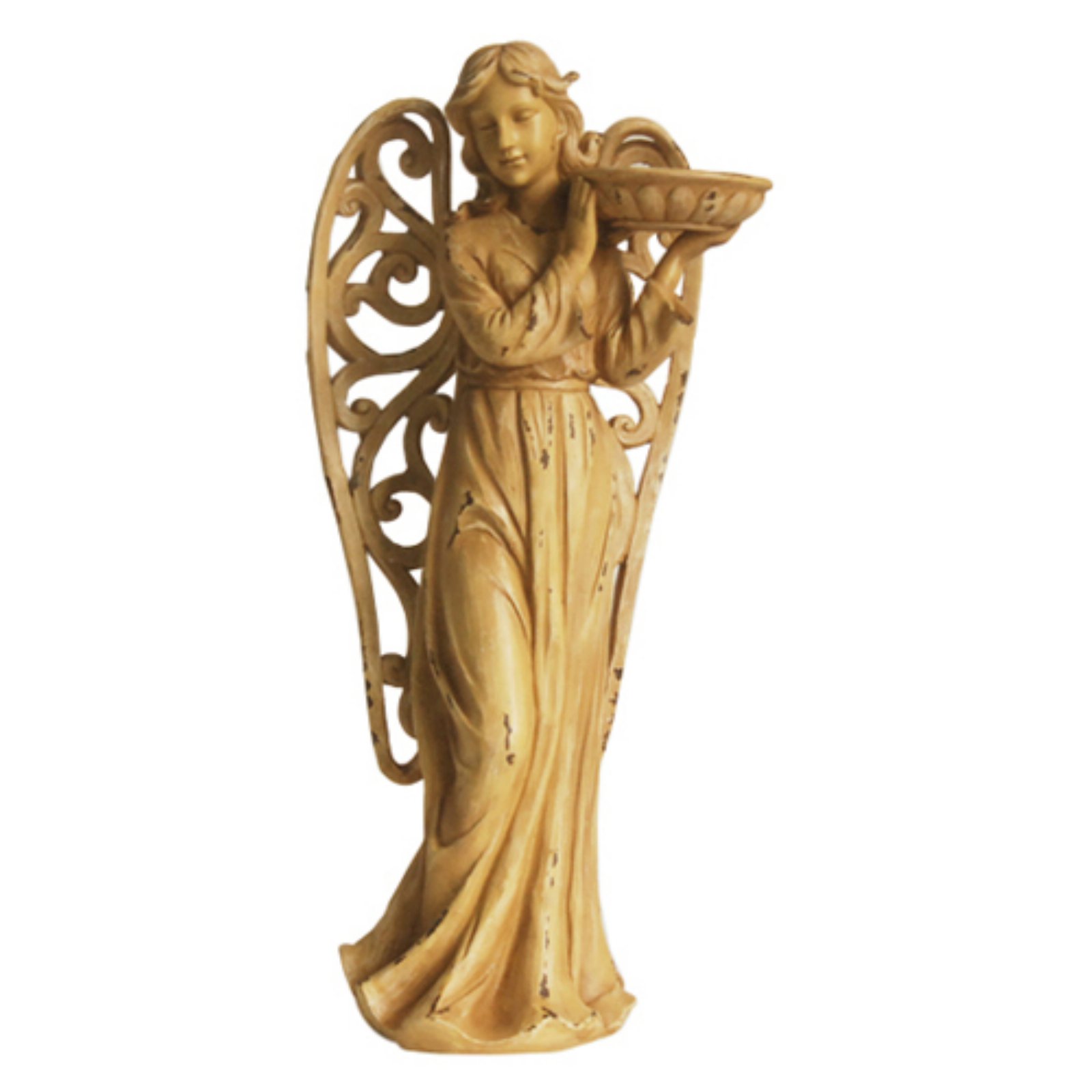 Northlight Tranquil Angel with Scrollwork Wings Outdoor Birdbath - image 1 of 2