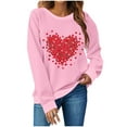 thumbnail image 1 of ameIAEA Chemise Valentines Day pour Femmes Manches Longues Chandails en Molleton Graphiques Cœur Col Rond Automne Printemps, 1 of 3