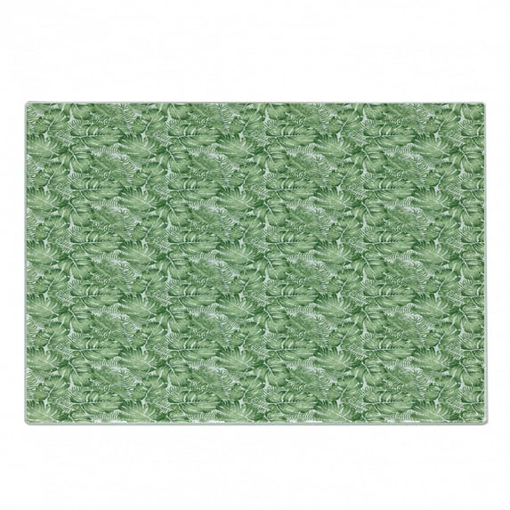 Tropical Cutting Board, Exotic Palm Leaves Tropical Beach Side Plant Botanic Ornamental, Decorative Tempered Glass Cutting and Serving Board, in 3 Sizes, by Ambesonne