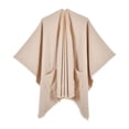 thumbnail image 6 of Lutiedan Shawl Wraps for Women, Soft Elegant Poncho Cape with Pockets, Open Front Scarf Blanket Cardigan for Fall Winter,Khaki, 6 of 6