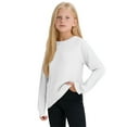 thumbnail image 3 of XXWXYD Girls Long Sleeve Crewneck Blouse Solid Color Loose Fit Tunic Knit Top Casual Fall Winter Sweater Soft Comfortable Versatile, 3 of 7