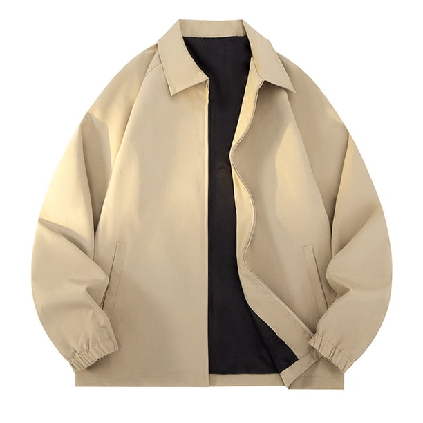 Ceisia Men's Casual Flip Collar Zipper Jacket with Pockets Oversized Contrast Hood Gift Outerwear