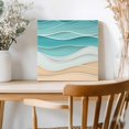 thumbnail image 2 of Framed Canvas Wall Art for Living Room Teal Green Beach Waves Wall Decor, Abstract Water Lines Aesthetic Paintings for Bedroom Office Kitchen Bathroom, Ready to Hang Artwork Wall Pictures 8x8 Inch, 2 of 9