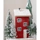 thumbnail image 4 of Decoración de mesa de madera de la cabaña roja de Navidad | Miniatura de la Casa de Nieve | Acento rústico de la aldea invernal | Tejado nevado detallado | Centro de mesa de la repisa navideña, 4 of 4