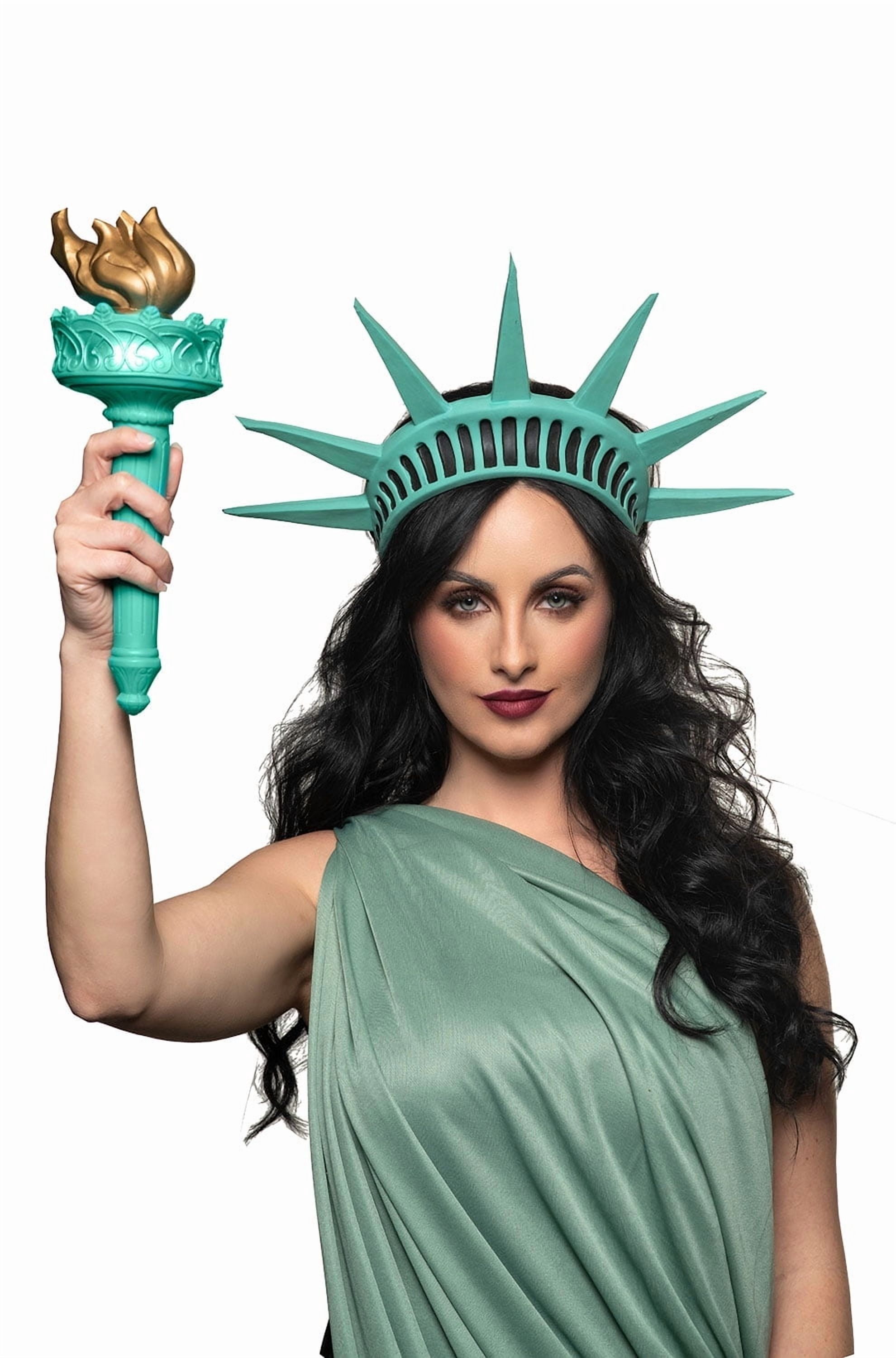 Lady Liberty Costume Accessories Crown Torch Pu Women’s Patriotic Event Statue of Liberty Crown, Statue of Liberty Torch Wand, Lady  main image 3