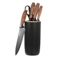 thumbnail image 1 of Unique Bargains Kitchen Knife Set with Block, 6 Pcs Stainless Steel Knife Block Set for Chefs, Black, 1 of 6