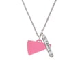 thumbnail image 2 of Delight Jewelry Acrylic 1.25" Hot Pink Megaphone Silvertone Family Bar Charm Necklace, 23", 2 of 4