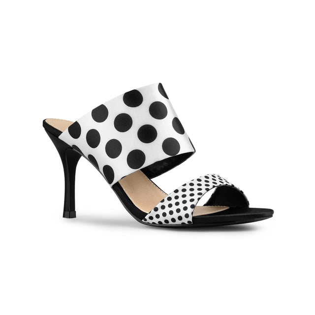 BLISSFUL STEP Women's Printed Stiletto Heels Slides Sandals