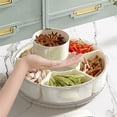thumbnail image 6 of Divided Rotating Serving Tray with Lid and Handle, Portable Snackle Box for Fruits Snacks Veggie Charcuterie, Clear Lazy Susan Organizer and Fridge Storage Container, 12.6x3.94", 6 of 7