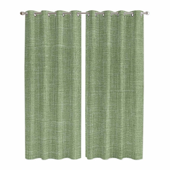 Kitchen Curtains 84 Inch Length 2 Panels, Vintage Forest Green Grommets Window Treatment Curtain, Farmhouse Retro Solid Color Linen Texture Thermal Curtains Drapes for Living Room/Bathroom