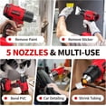 thumbnail image 3 of Cordless Heat Gun, Max 550 ° C (1022 ° F), Hot Air Gun Kit with 5 Nozzles & 2x4.0Ah Batteries, Fast Heating, 2-Temperature Setting, Portable Heat Gun for Shrink Tubing, PVC Wrap, Crafts (Red), 3 of 6
