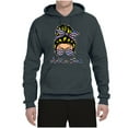 thumbnail image 3 of Autism Awareness Mom Life Messy Hair Bun | Cool Support Neon Print Bandana Mother's Day Unisex Graphic Hoodie Sweatshirt, Charcoal, Medium, 3 of 5