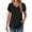 Black, variant on MOSHU V-Neck T-shirts for Women Petal Sleeve Tunic Tops Summer Casual Womens Shirts