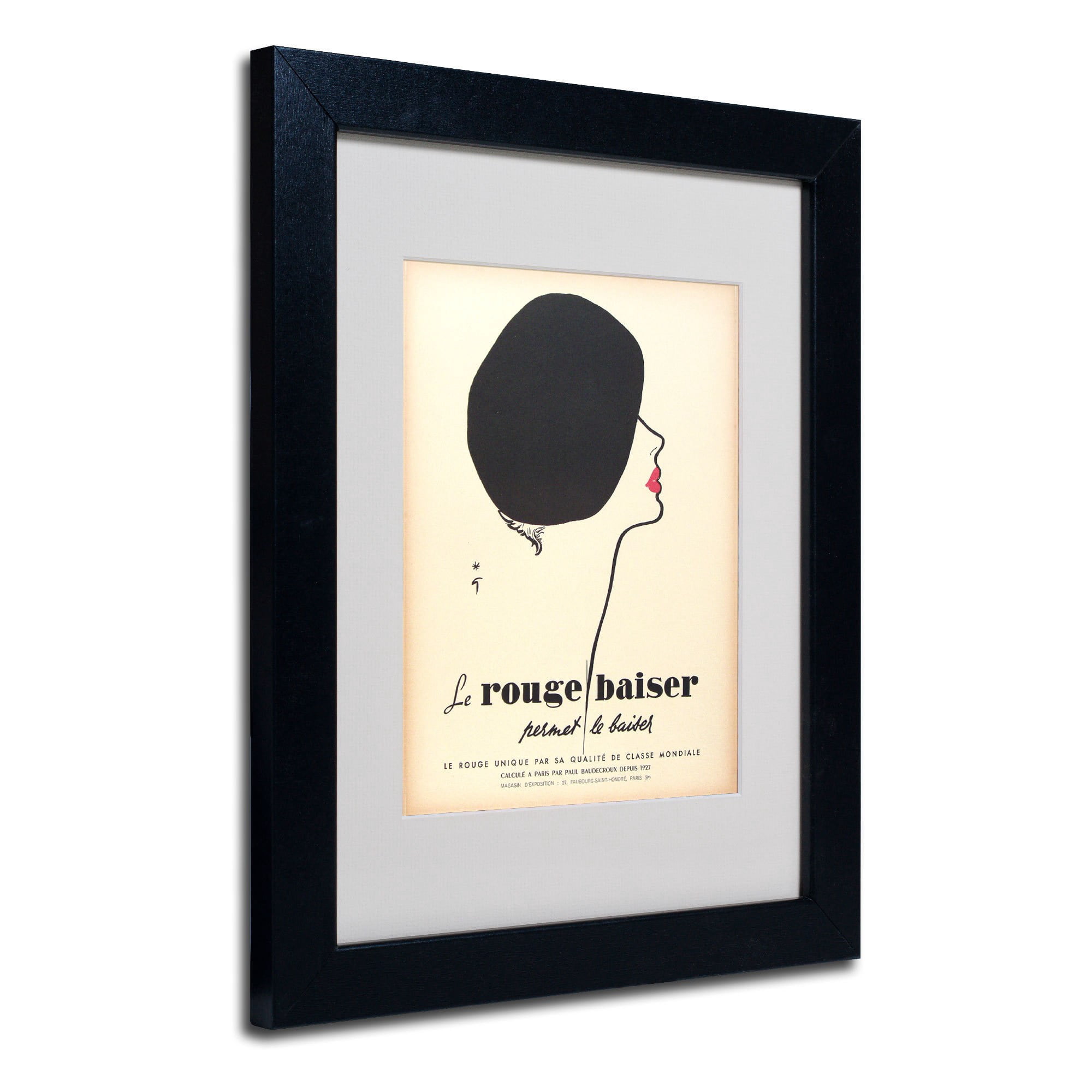 Trademark Fine Art "Le Rouge Baiser" Matted Framed Art by Vintage Apple Collection, Wood Frame