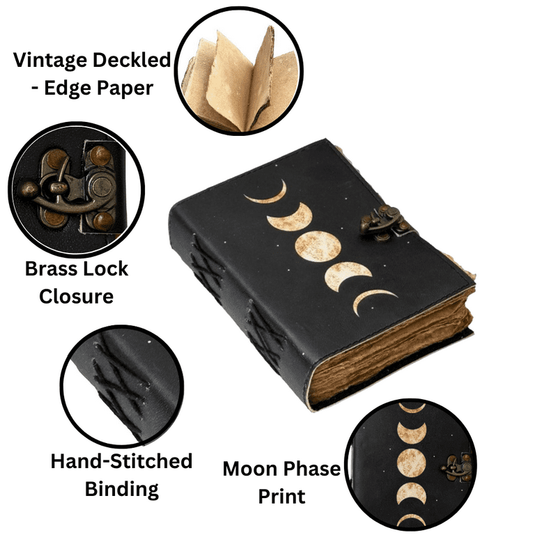 KGN HANDICRAFT Spell Book of Shadows, Moon Phases Leather Journal