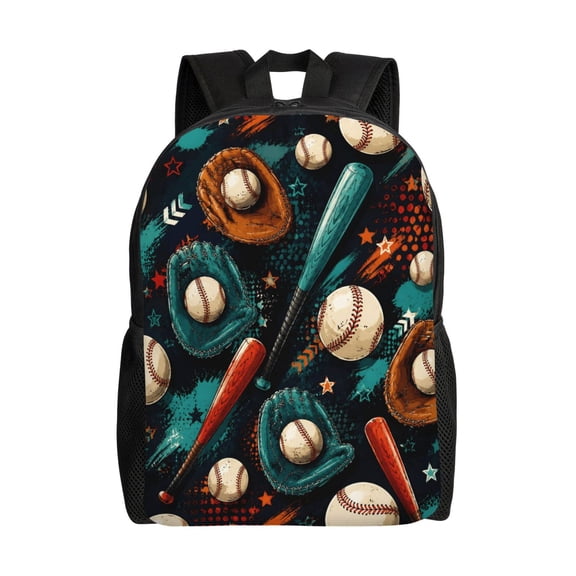 Sports Baseball Backpack Full Front Print Travel Laptop Bag for Men and Women