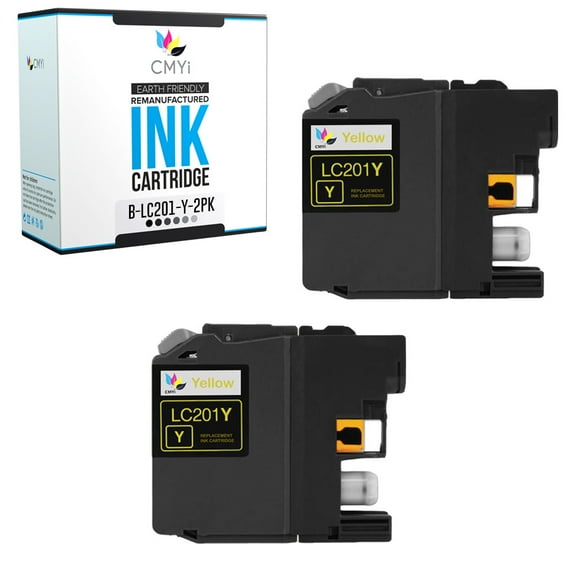 CMYi LC201 Yellow 2-Pack Ink Cartridges compatible for Brother LC201 - MFC J460DW, J480DW, J485DW, J680DW, J880DW, J885DW (2 Yellow)