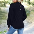 thumbnail image 4 of XFLWAM Women's Casual Turtleneck Long Lantern Sleeve Pullover Tops Oversized Solid Color Back Button Sweatshirts Black XL, 4 of 7