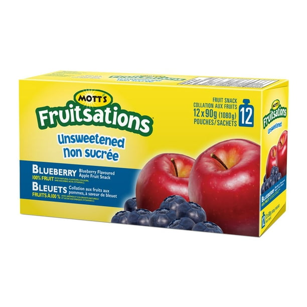 Collations fruits aux pommes Rockets de Mott's Fruitsations non sucrées à saveur de bleuets 12 x 90 g