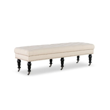 Contemporary Home Living Upholstered Bench with Wheels - 62" - Brown