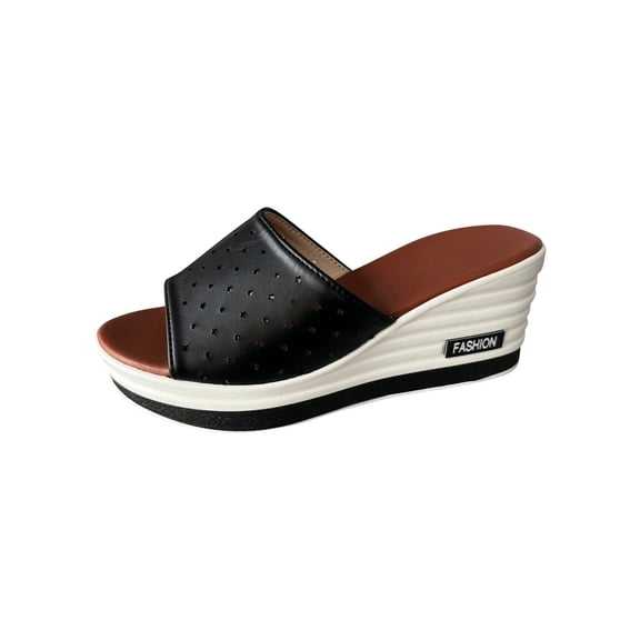 RUIYANQI Women's Platform Wedge Slide Sandals Open Toe Slip On Shoes Trendy Fashion Thick Sole Footwear Comfortable Casual Walking Sandals for Summer Beach Party Gray Women Sandal