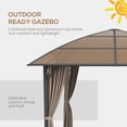 thumbnail image 4 of Gazebo Extérieur à Toit Rigide 10x10 avec Toit en Polycarbonate UV60+, Cadre en Acier et Aluminium, Rideaux d'Intimité Kaki, Auvent de Patio Résistant aux Intempéries pour Cour Arrière, Jardin et au Bord de la Piscine, 4 of 7