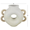 thumbnail image 3 of DecMode 13" Geometric Round Speckled Cream Resin Vase with Woven Inspired Arched Handles and Cutout Opening, 3 of 10