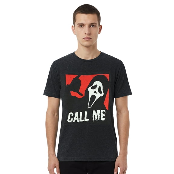 Ghostface T-Shirt Men's Call Me Horror Distressed Short Sleeve Graphic Tee