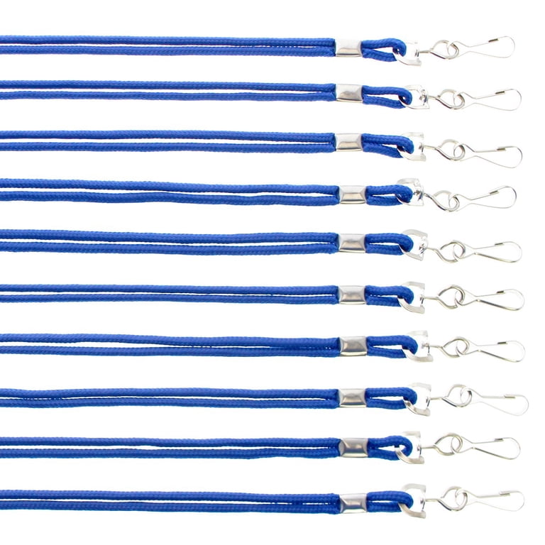 Lot Of 100 Round Neck Lanyards With J-Hook - Assorted 10 Bright Colors For ID Badges