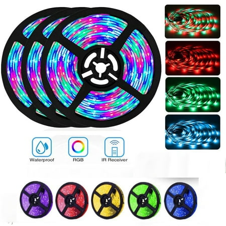 

LED Strip Lights 49.2ft 15M RGB Color Changing LED Lights Strip 3528 Flexible LED Tape Light w/ 44 Keys Remote Controller IP65 Waterproof Ideal for Bedroom Home Outdoor Party Holiday Decoration