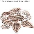 thumbnail image 2 of 60 pcs 4 Shapes Leaf/Wing Undyed Hollow Wood Big Pendants for Earring Necklace Jewelry DIY Craft Making Tree Ornaments Hanging Ornament Decorations Wheat Color, 2 of 7