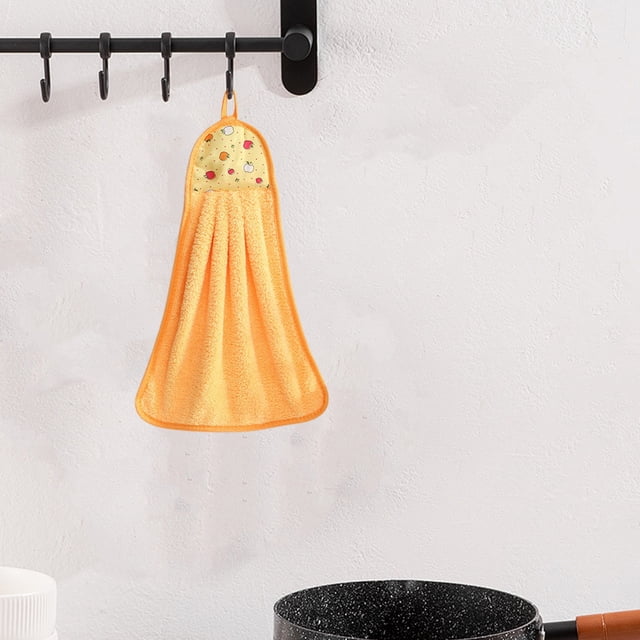 VBXOAE High Density Velvet Absorbent Kitchen Hand Towel Thickened Dishwashing Rags Soft Skin Friendly Hanging Bathroom Hand Wipe Convenient Storage Fashionable Cartoon Design Suit Home Use