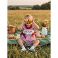 thumbnail image 6 of BemeyourBBs Newborn Baby Girls Baseball Outfits Summer Stripe Bubble Romper Baseball Bow Embroidery Ruffle Short Sleeve Ruffled Round Neck Jumpsuit Playsuit, 6 of 9